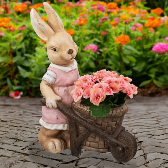 Northlight 18.75" Girl Rabbit Outdoor Easter Garden Planter 7 Northlight 18.75" Girl Rabbit Outdoor Easter Garden Planter - Image 5