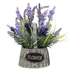 Northlight 12" Lavender Bouquet In Flower Spring Basket With Handle