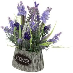 Northlight 12" Lavender Bouquet In Flower Spring Basket With Handle -Northlight D827128S 5