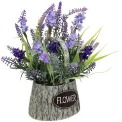 Northlight 12" Lavender Bouquet In Flower Spring Basket With Handle -Northlight D827128S 6