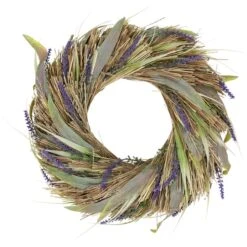 Northlight 14" Artificial Grass And Lavender Spring Wreath