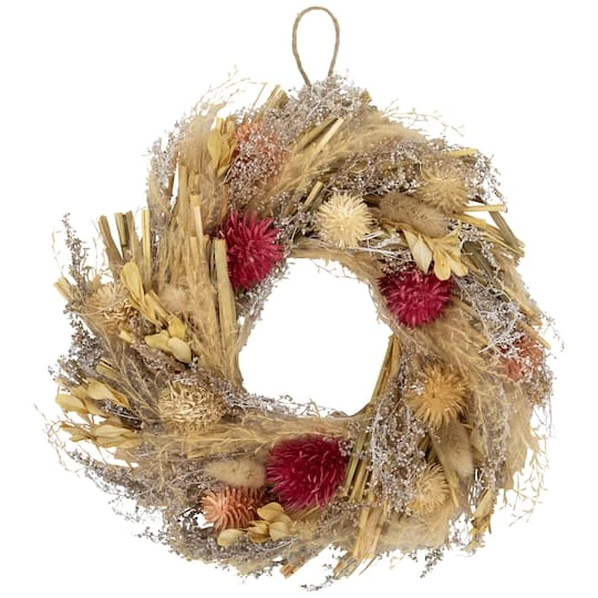 Northlight 11" Pampas Grass & Dried Floral Spring Wreath 4 Northlight 11" Pampas Grass & Dried Floral Spring Wreath - Image 2