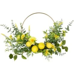 Northlight 22" Yellow Lemon & Daisy Springtime Half Wreath
