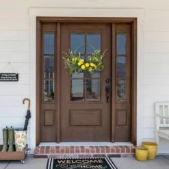 Northlight 22" Yellow Lemon & Daisy Springtime Half Wreath -Northlight D827133S 2