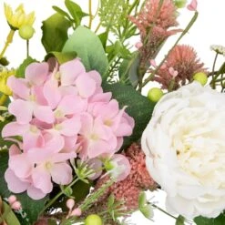 Northlight 26" Pink & Yellow Rose & Hydrangea Floral Spring Wreath -Northlight D827135S 4