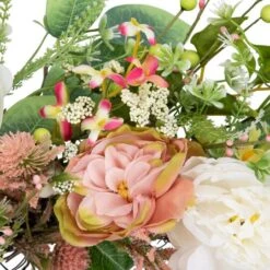 Northlight 26" Pink & Yellow Rose & Hydrangea Floral Spring Wreath -Northlight D827135S 5