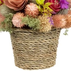 Northlight 7" Wooden Mixed Floral Artificial Spring Arrangement With Pot -Northlight D827146S 4