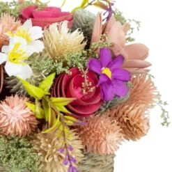 Northlight 7" Wooden Mixed Floral Artificial Spring Arrangement With Pot -Northlight D827146S 5