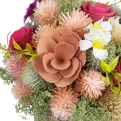 Northlight 7" Wooden Mixed Floral Artificial Spring Arrangement With Pot -Northlight D827146S 6