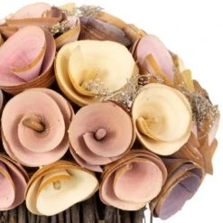 Northlight 8.25" Pink & Yellow Wooden Artificial Floral Spring Bouquet -Northlight D827147S 4