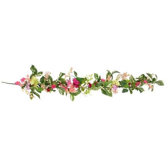 Northlight 5ft. Pink Leafy Hydrangea Artificial Floral Spring Garland 3 Northlight 5ft. Pink Leafy Hydrangea Artificial Floral Spring Garland