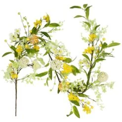 Northlight 5ft. Yellow Berry & Thistle Floral Spring Garland -Northlight D827156S 6