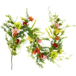 Northlight 5ft. Poppy & Eucalyptus Spring Garland -Northlight D827157S 6