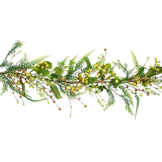 Northlight 5ft. Berry & Crabapple Fern Foliage Spring Garland 6 Northlight 5ft. Berry & Crabapple Fern Foliage Spring Garland - Image 4
