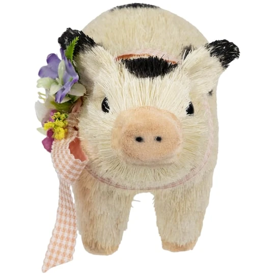 Northlight 9" Spotted Piglet With Bow And Flowers Spring Figurine 4 Northlight 9" Spotted Piglet With Bow And Flowers Spring Figurine - Image 2