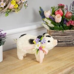 Northlight 9" Spotted Piglet With Bow And Flowers Spring Figurine 10 Northlight 9" Spotted Piglet With Bow And Flowers Spring Figurine -Northlight D827163S 2