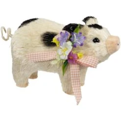 Northlight 9" Spotted Piglet With Bow And Flowers Spring Figurine 11 Northlight 9" Spotted Piglet With Bow And Flowers Spring Figurine -Northlight D827163S 3