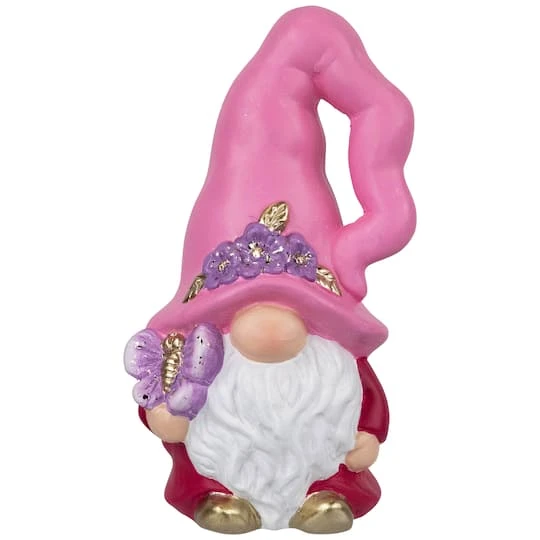 Northlight 7" Pink & Fuchsia Spring Gnome Figurine & Butterfly 4 Northlight 7" Pink & Fuchsia Spring Gnome Figurine & Butterfly - Image 2