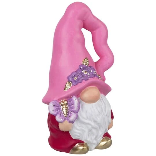 Northlight 7" Pink & Fuchsia Spring Gnome Figurine & Butterfly 7 Northlight 7" Pink & Fuchsia Spring Gnome Figurine & Butterfly - Image 5