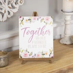 Northlight 11" Wooden Easel Together Is Our Favorite Place To Be Floral Spring Sign -Northlight D827173S 3