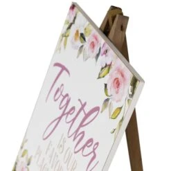 Northlight 11" Wooden Easel Together Is Our Favorite Place To Be Floral Spring Sign -Northlight D827173S 5