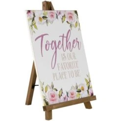Northlight 11" Wooden Easel Together Is Our Favorite Place To Be Floral Spring Sign -Northlight D827173S 6