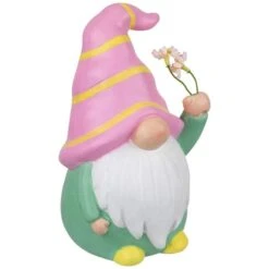 Northlight 8" Pink & Green Gnome Holding Flowers Spring Figurine 12 Northlight 8" Pink & Green Gnome Holding Flowers Spring Figurine -Northlight D827174S 4