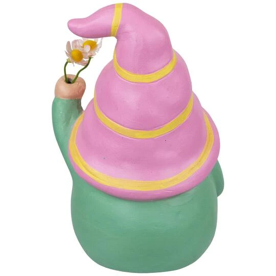 Northlight 8" Pink & Green Gnome Holding Flowers Spring Figurine 8 Northlight 8" Pink & Green Gnome Holding Flowers Spring Figurine - Image 6