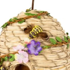 Northlight 6.25" Beehive With Bees Spring Hanging Decoration -Northlight D827177S 6