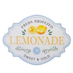 Northlight 15.25" Yellow & Blue Metal Fresh Squeezed Lemonade Sign Spring Wall Décor