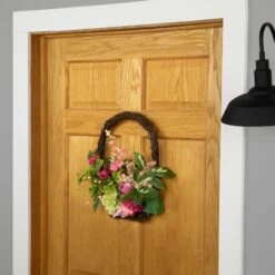 Northlight 16" Leafy Pink Hydrangea Floral Spring Hanging Basket 11 Northlight 16" Leafy Pink Hydrangea Floral Spring Hanging Basket -Northlight D827179S 2