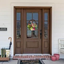Northlight 16" Leafy Pink Hydrangea Floral Spring Hanging Basket 12 Northlight 16" Leafy Pink Hydrangea Floral Spring Hanging Basket -Northlight D827179S 3
