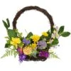 Northlight 16" Mixed Wild Flower & Foliage Hanging Spring Wall Basket