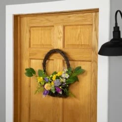 Northlight 16" Mixed Wild Flower & Foliage Hanging Spring Wall Basket 11 Northlight 16" Mixed Wild Flower & Foliage Hanging Spring Wall Basket -Northlight D827180S 2