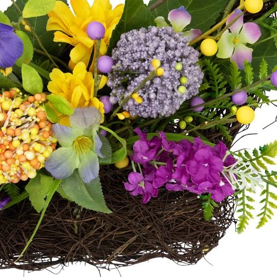 Northlight 16" Mixed Wild Flower & Foliage Hanging Spring Wall Basket 9 Northlight 16" Mixed Wild Flower & Foliage Hanging Spring Wall Basket - Image 7