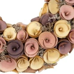 Northlight 12" Pink & Yellow Wooden Floral Spring Wreath 11 Northlight 12" Pink & Yellow Wooden Floral Spring Wreath -Northlight D827187S 3