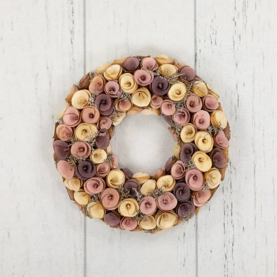 Northlight 12" Pink & Yellow Wooden Floral Spring Wreath 8 Northlight 12" Pink & Yellow Wooden Floral Spring Wreath - Image 6