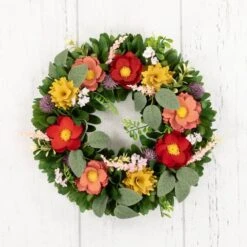 Northlight 13.75" Wooden Mixed Floral & Foliage Artificial Spring Wreath 13 Northlight 13.75" Wooden Mixed Floral & Foliage Artificial Spring Wreath -Northlight D827188S 5