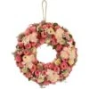 Northlight 12.5" Pink Wooden Artificial Floral & Berries Spring Wreath