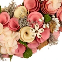 Northlight 12.5" Pink Wooden Artificial Floral & Berries Spring Wreath -Northlight D827192S 3