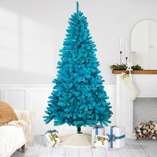 Northlight 7ft. Pre-Lit Medium Turquoise Pine Artificial Christmas Tree, Clear Lights 9 Northlight 7ft. Pre-Lit Medium Turquoise Pine Artificial Christmas Tree, Clear Lights - Image 7