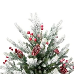 Northlight 6.5ft. Unlit Real Touch™ Flocked Grove Fir Full Artificial Christmas Tree With Red Berries & Pinecones 12 Northlight 6.5ft. Unlit Real Touch™ Flocked Grove Fir Full Artificial Christmas Tree With Red Berries & Pinecones -Northlight D859037S 3