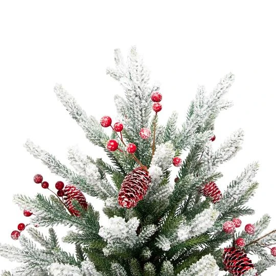 Northlight 6.5ft. Unlit Real Touch™ Flocked Grove Fir Full Artificial Christmas Tree With Red Berries & Pinecones 6 Northlight 6.5ft. Unlit Real Touch™ Flocked Grove Fir Full Artificial Christmas Tree With Red Berries & Pinecones - Image 4