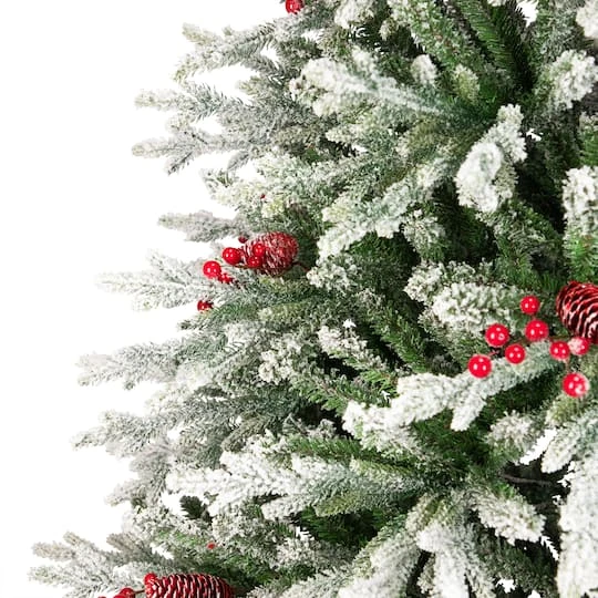 Northlight 6.5ft. Unlit Real Touch™ Flocked Grove Fir Full Artificial Christmas Tree With Red Berries & Pinecones 7 Northlight 6.5ft. Unlit Real Touch™ Flocked Grove Fir Full Artificial Christmas Tree With Red Berries & Pinecones - Image 5