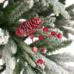 Northlight 6.5ft. Unlit Real Touch™ Flocked Grove Fir Full Artificial Christmas Tree With Red Berries & Pinecones 14 Northlight 6.5ft. Unlit Real Touch™ Flocked Grove Fir Full Artificial Christmas Tree With Red Berries & Pinecones -Northlight D859037S 5