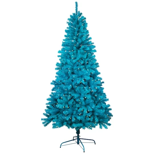 Northlight 6ft. Pre-Lit Turquoise Medium Pine Artificial Christmas Tree, Clear Lights 3 Northlight 6ft. Pre-Lit Turquoise Medium Pine Artificial Christmas Tree, Clear Lights