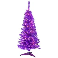 Northlight 4ft. Pre-Lit Medium Purple Pine Artificial Christmas Tree, Clear Lights